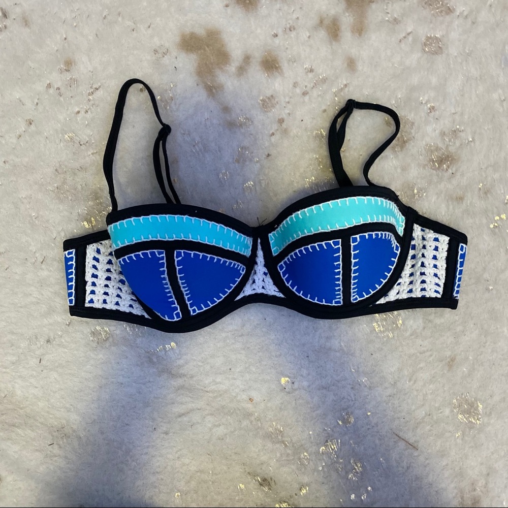 Triangl blue and green swim suit bikini top
